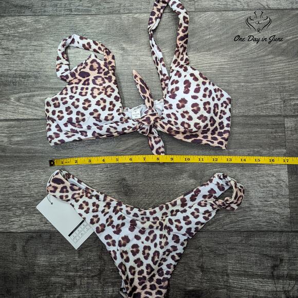 Largeberry Leopard Print Tie Front Bikini Size M - Picture 2 of 3